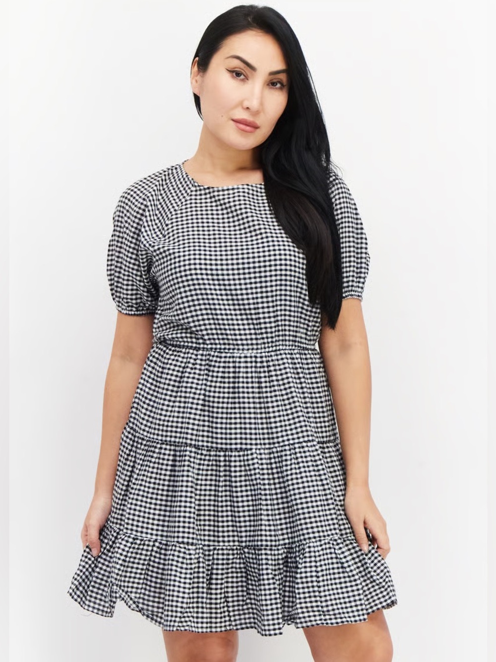 NA-KD Red & White Gingham Open Back Dress Size 36